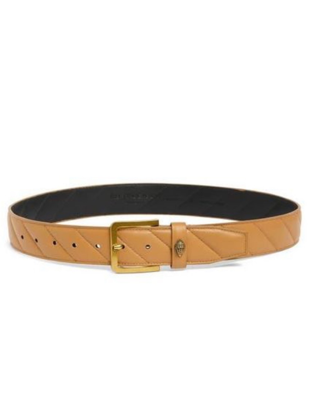 Kurt Geiger Camel Brown Quilted Leather Belt with Gold Eagle Buckle Sz XS/S